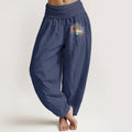 Buddha Stones Pure Cotton Rainbow-colored Lotus Pattern Women's Elastic Waist Harem Pants