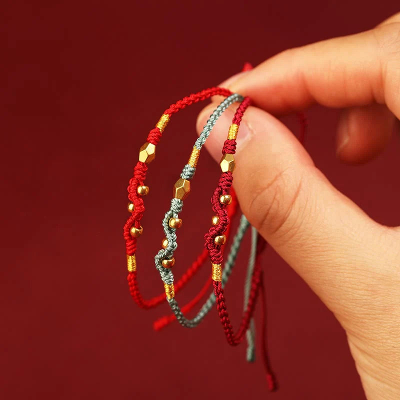 Buddha Stones 999 Gold Year of the Snake Mini Gold Bead Handmade Luck Protection Braided Bracelet (Extra 30% Off | USE CODE: FS30)