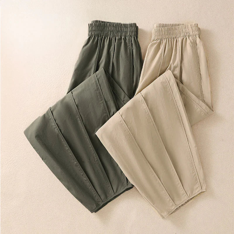 Buddha Stones Summer Simple Pure Color High Waisted Pleated Women's Harem Pants With Pockets
