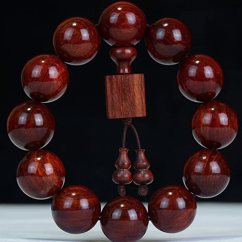 Buddha Stones Tibetan Small Leaf Red Sandalwood Relaxation Bracelet