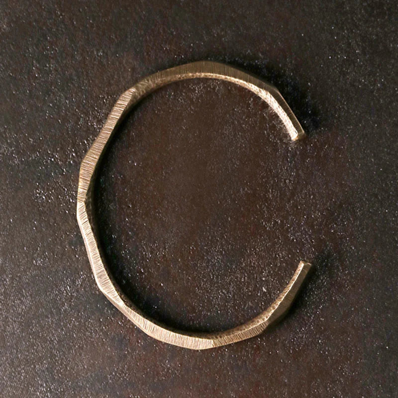 Buddha Stones Copper Brass Hand Polishing Open Self Care Bracelet Bangle