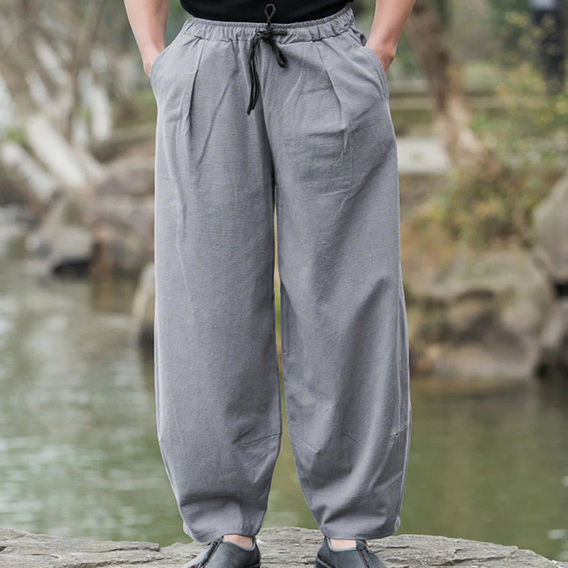 Buddha Stones Plain Casual Bloomer Men's Pants With Pockets