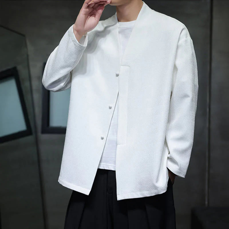 Buddha Stones Spring Fall Solid Color Long Sleeve Men's Jacket