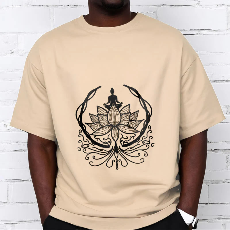 Buddha Stones Meditation Buddha Seated Inside A Lotus Flower Tee T-shirt
