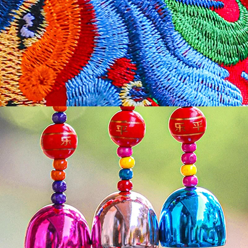 Buddha Stones Year Of The Horse Embroidery Copper Coins Bell Charm Tassel Wealth Success Hanging Decoration
