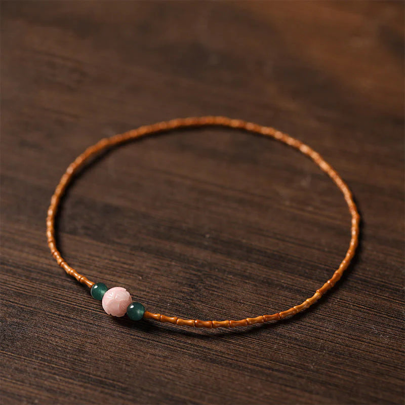 Buddha Stones Ultra-fine Olive Pit Lotus Inner Strength Double Circle Bracelet