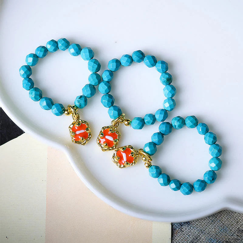 Buddha Stones 4mm Ultra-Fine Turquoise Faceted Bead Design Strength Elastic Ring