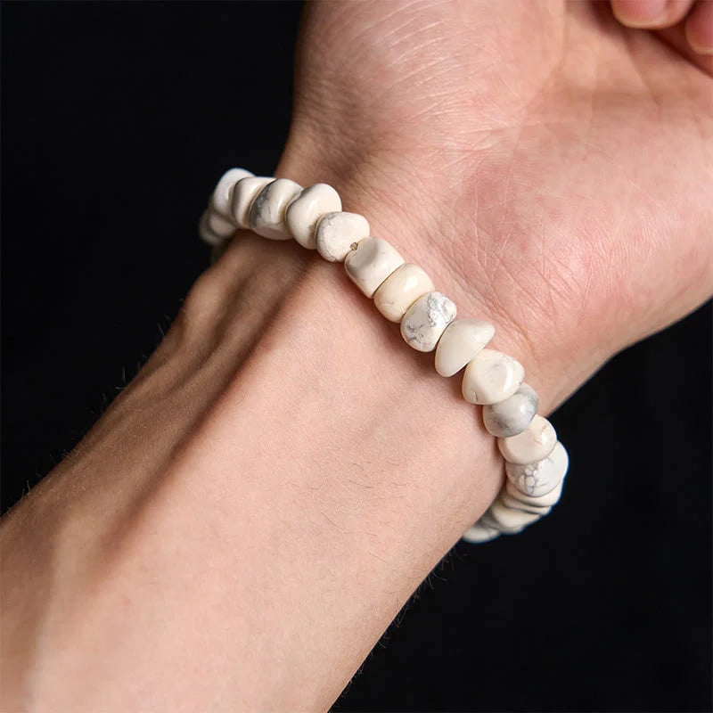 Buddha Stones White Turquoise Irregular Blocks Courage Bracelet