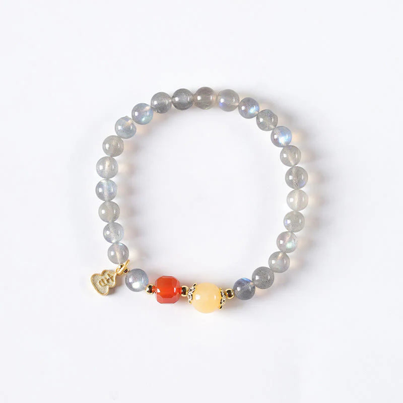 Buddha Stones Natural Moonstone Lotus Love Charming Bracelet