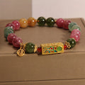 Buddha Stones Colorful Tourmaline Positive Fu Character Charm Bracelet (Extra 35% Off | USE CODE: FS35)