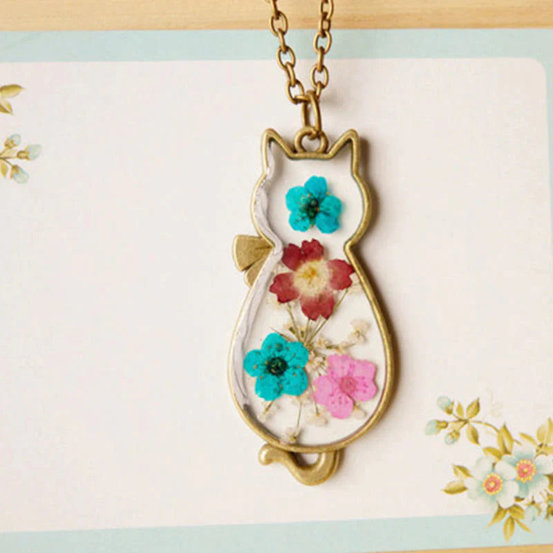 Buddha Stones Handcrafted Resin Dripping Cute Cat Copper Luck Healing Necklace Pendant