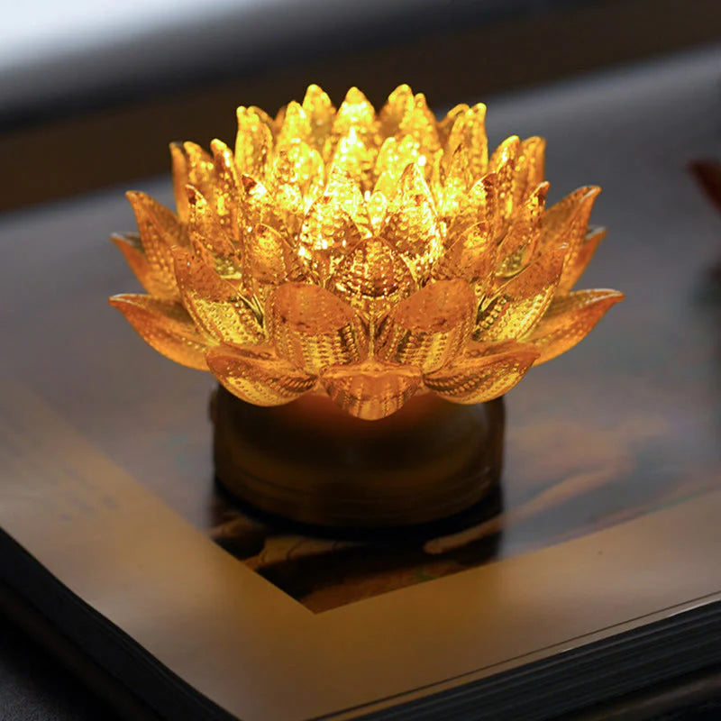 Buddha Stones Lotus Liuli Glass Copper Brass New Begining Home Decoration