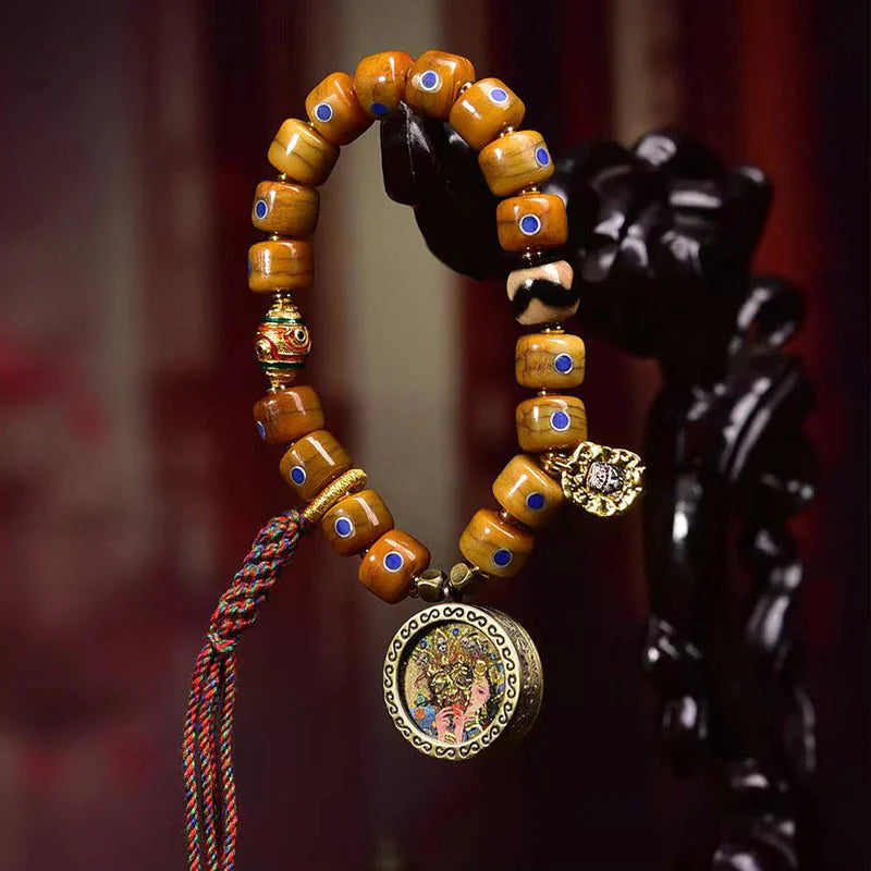 Buddha Stones Vintage Tibetan Bone Beads Braided Rope Positive Balance Bracelet