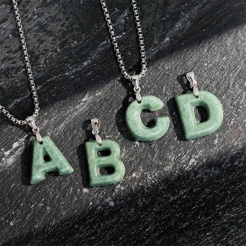 Buddha Stones May You Find Your Own Meaning Natural A-Z Letter Jade 925 Sterling Silver Chain Necklace Includes Gift Message Card