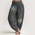 Buddha Stones Pure Cotton Concise Dandelion Pattern Women's Elastic Waist Harem Pants