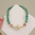 Buddha Stones Natural Green Strawberry Quartz Chalcedony Flower Gratitude Bracelet