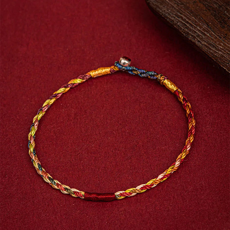 Buddha Stones Handmade Five Color Thread Luck Couple Child Adult Bracelet