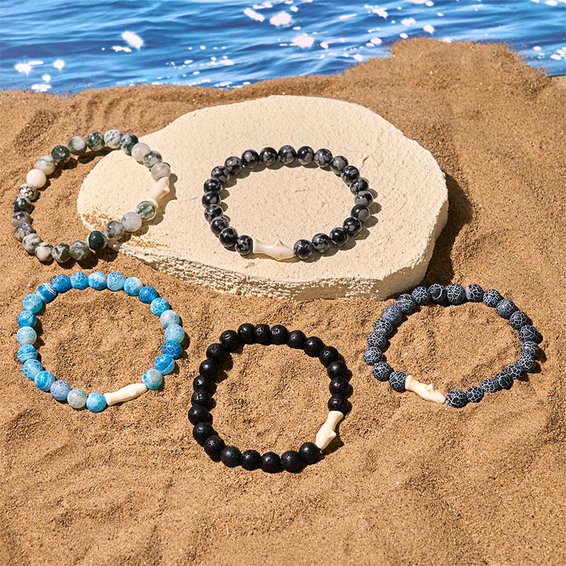 Buddha Stones Natural Agate Stone Shark Wisdom Bracelet
