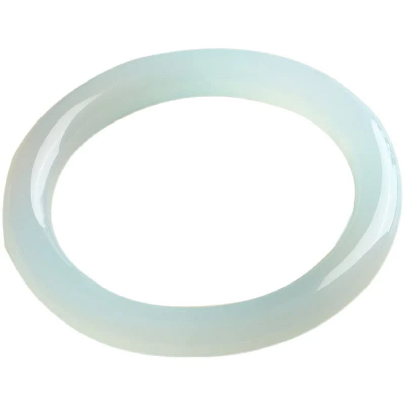 Buddha Stones Natural Aquamarine Blessing Serenity Bangle Bracelet