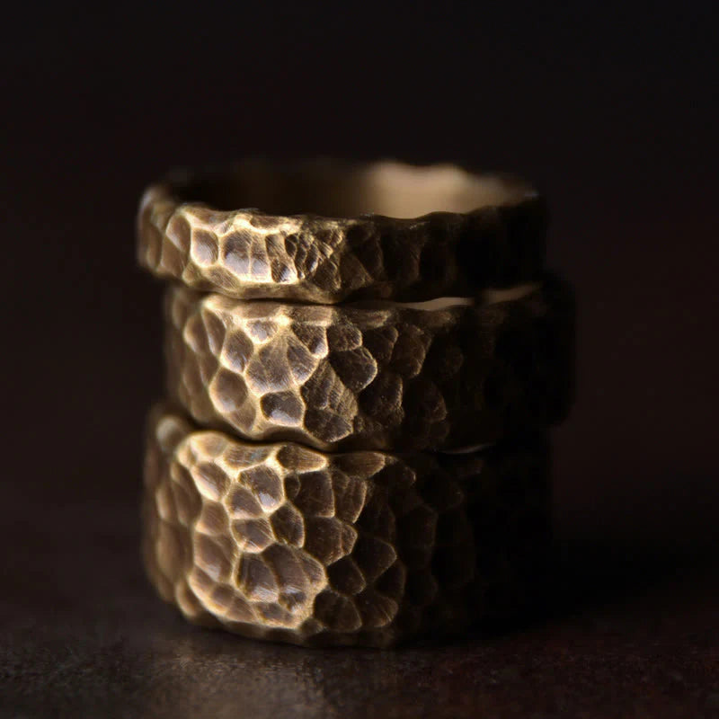 Buddha Stones Tibetan Bump Texture Design Copper Brass Luck Ring