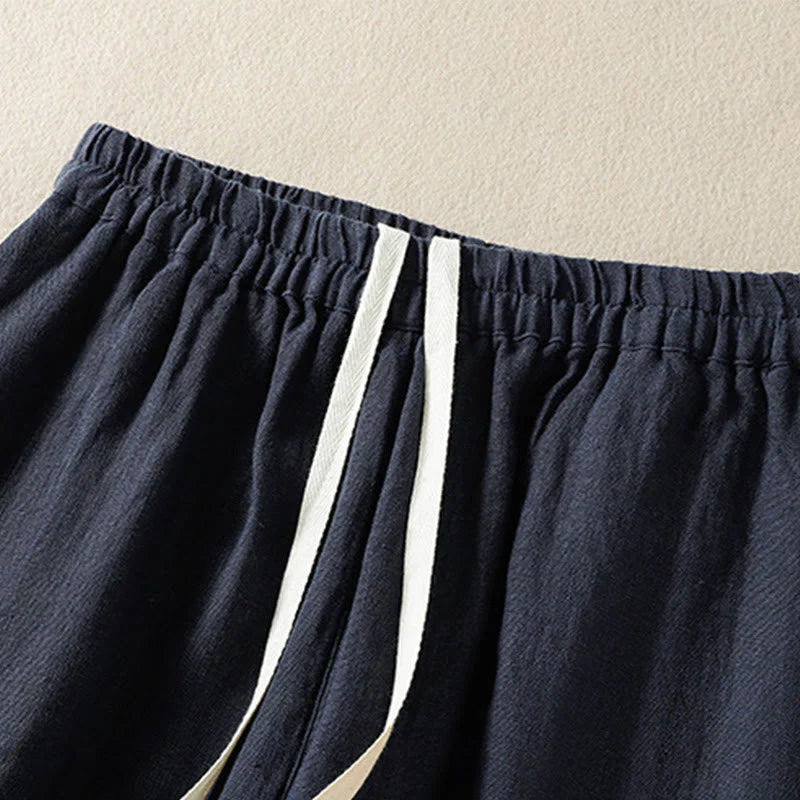 Buddha Stones Casual Plain Drawstring Design Women's Cotton 7-8 Length Pants With Pockets