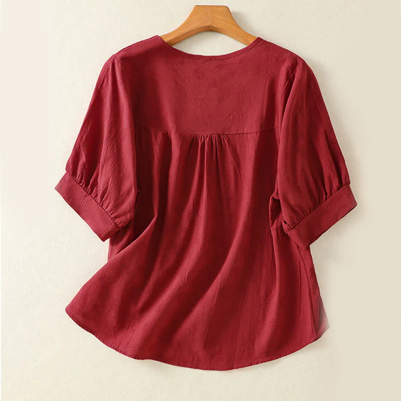 Buddha Stones 2pcs Plain Women's Short Sleeve Shirt Harem Pants Meditation Clothing Set