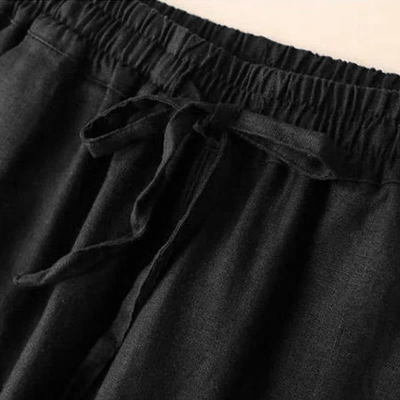 Buddha Stones Casual High Waist Lace-up Wide Leg Pants With Pockets