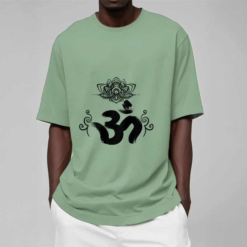 Buddha Stones Om Symbol Sanskrit Floral Tee T-shirt
