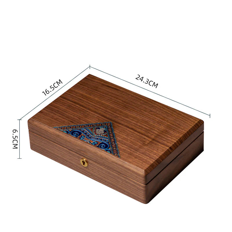 Buddha Stones Vintage Handmade Black Walnut Wood Jewelry Storage Box Wooden Gift Box