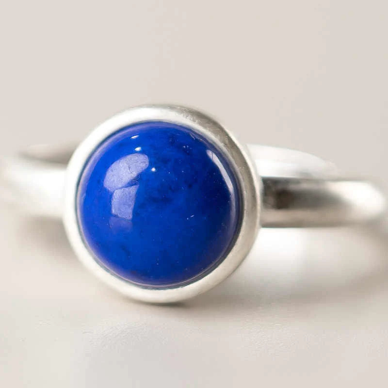 Buddha Stones Natural 925 Sterling Silver Lazurite TurquoiseÂ Adjustable Balance Ring