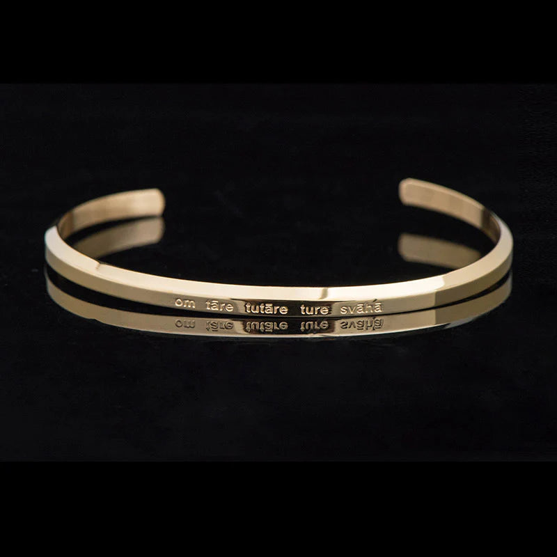 Buddha Stones Six True Words Engraving Titanium Steel Blessing Protection Bracelet