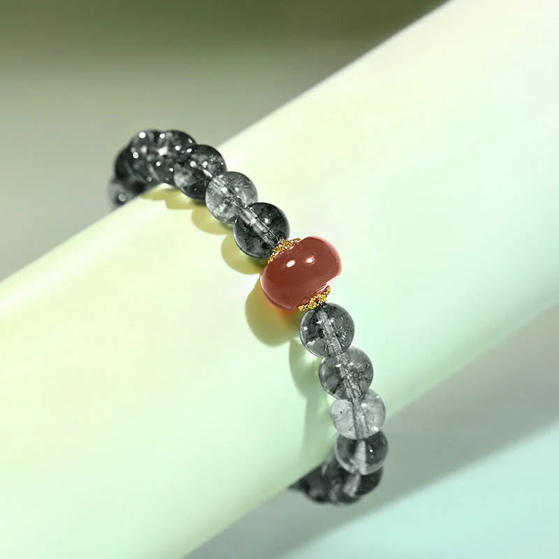Buddha Stones Green Phantom Red Agate Positive Bracelet