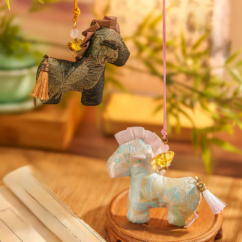 Buddha Stones Year Of The Horse Red String Tassel Embroidery Hanging Decoration