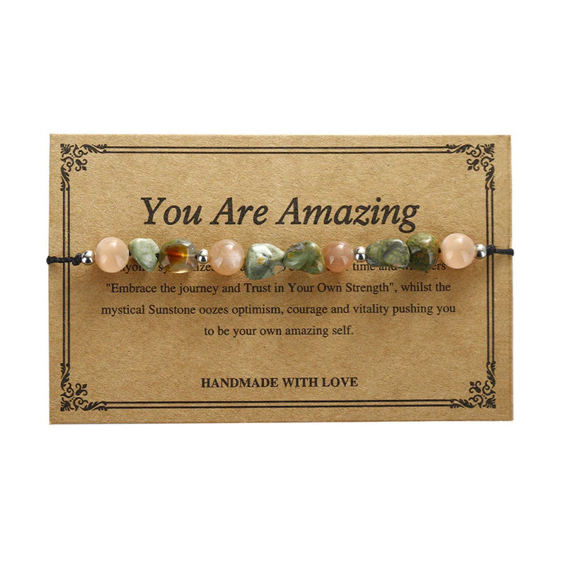 Buddha Stones You Are Amazing Rhyolite Sun Stone Positive Bracelet