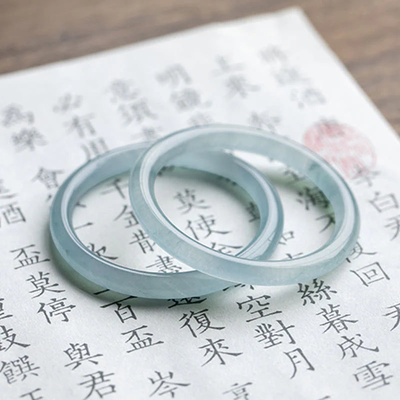 Buddha Stones Natural Aquamarine Serenity Bangle Bracelet (Extra 30% Off | USE CODE: FS30)