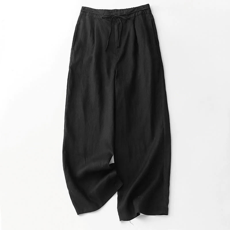 Buddha Stones Casual Solid Color Rope Women's Cotton Pants With Pockets