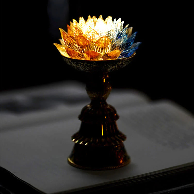 Buddha Stones Lotus Liuli Glass Eight Auspicious Symbols Base Enlightenment Home Decoration