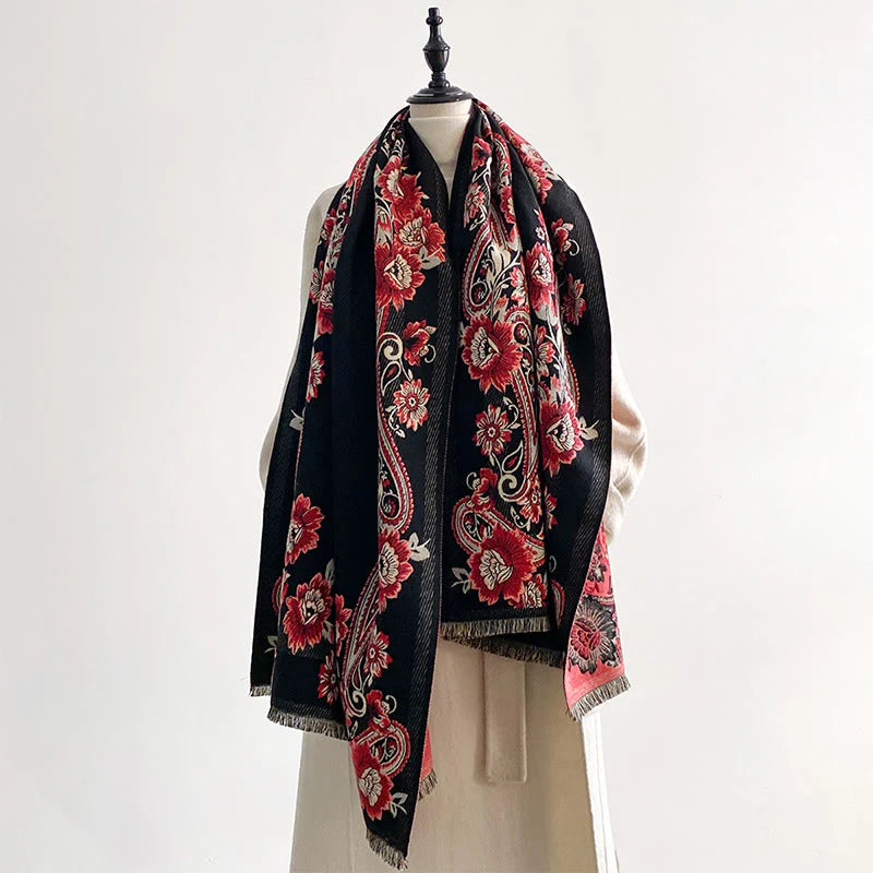 Buddha Stones Fall Cashew Flower Vines Pattern Warm Cozy Scarf Shawl