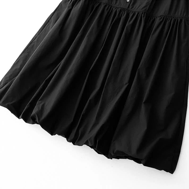 Buddha Stones Summer Buttons Pleated Knee Length Women's Sleeveless Dress With Pockets
