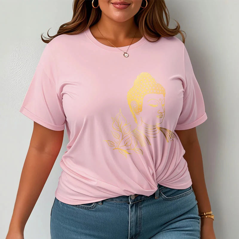 Buddha Stones Golden Leaves Meditation Buddha Tee T-shirt