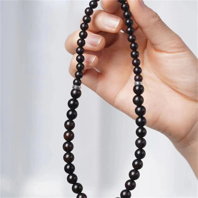 Buddha Stones Tibet Ebony Wood Dzi Bead Balance Double Wrap Bracelet