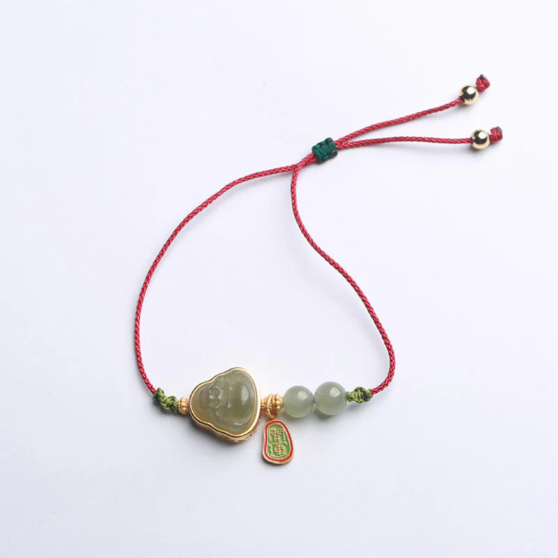 Buddha Stones Natural Jade Buddha Abundance Red String Weave Bracelet (Extra 30% Off | USE CODE: FS30)