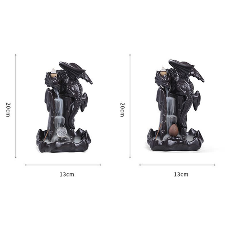 Buddha Stones Nordic Dragon Ceramic Backflow Smoke Fountain Meditation Healing Incense Burner Led Ball Decoration