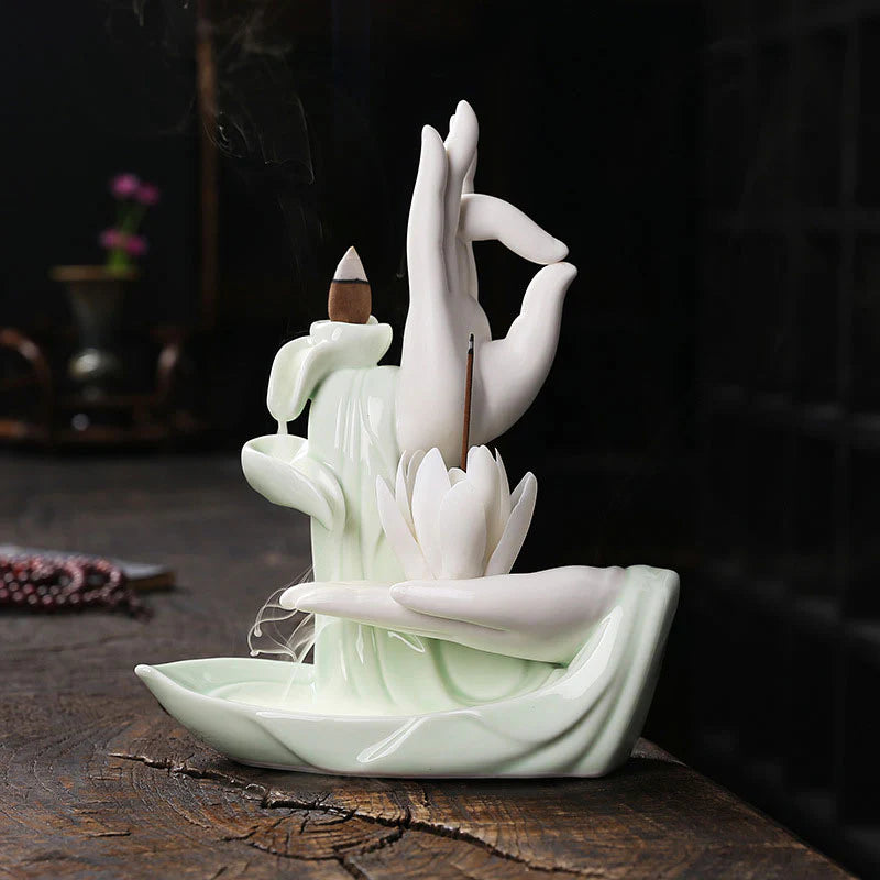 Buddha StonesTibetan Lotus Blessing Incense Burner Decoration (Extra 30% Off | USE CODE: FS30)