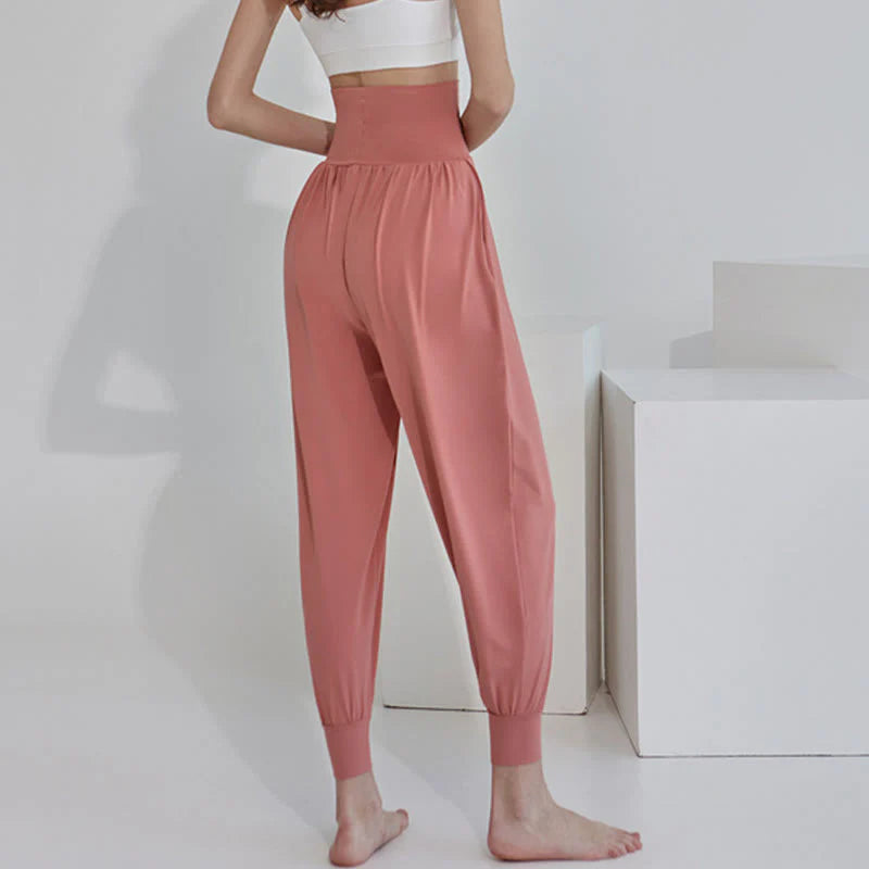 Buddha Stones Casual Plain High Waist Quick Drying Women's Leica Pants With Pockets