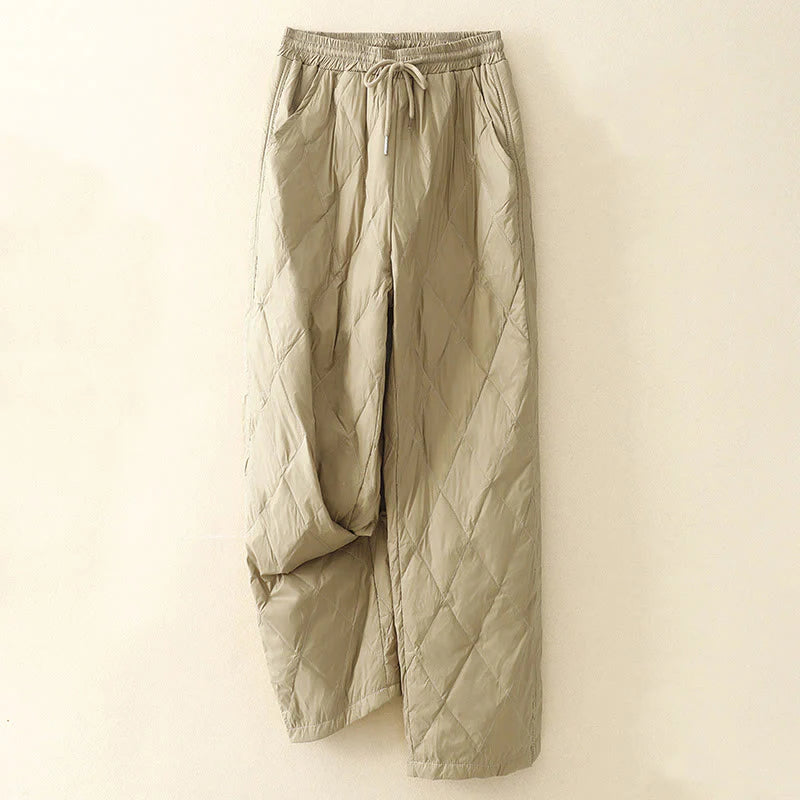 Buddha Stones Casual High Waist Drawstring Design Women's Wide Leg Cotton Pants With Pockets
