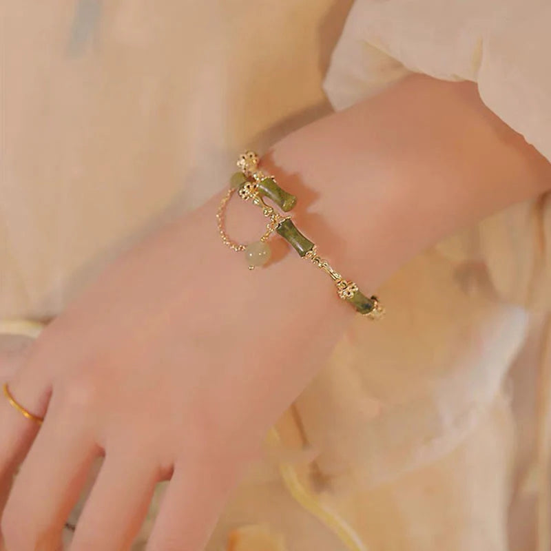 Buddha Stones Bamboo Jade Pattern Luck Bracelet Bangle