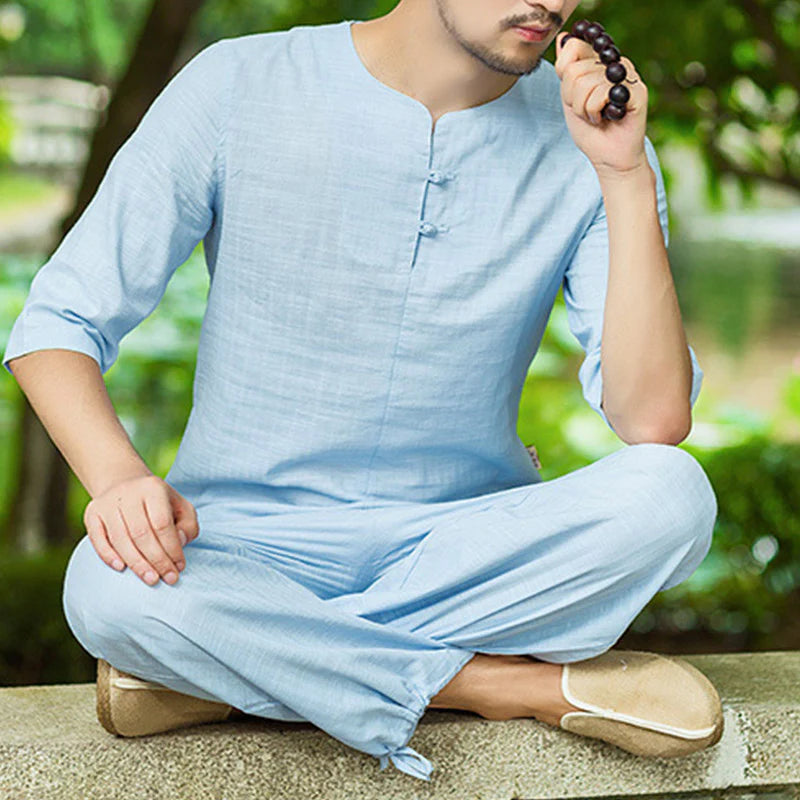 Buddha Stones Meditation Prayer Spiritual Zen Practice Uniform Clothing Men's Set