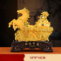 Buddha Stones  Good Fortune Year of the Horse Treasure Bowl Ingots Wealth Resin Home Decoration