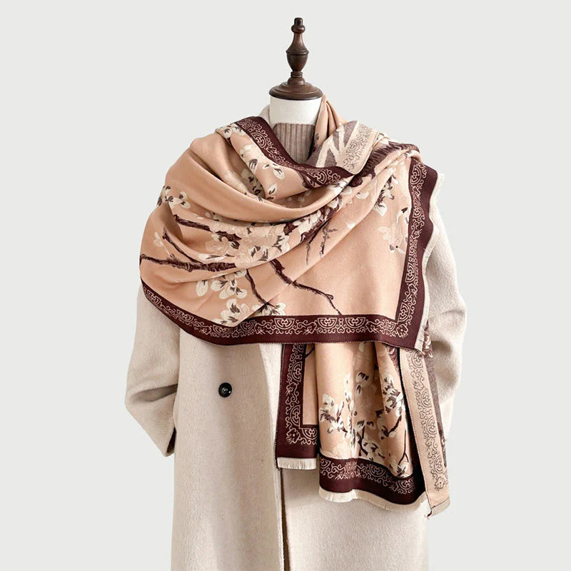 Buddha Stones Fall Peach Blossoms Branches Pattern Soft Scarf Shawl